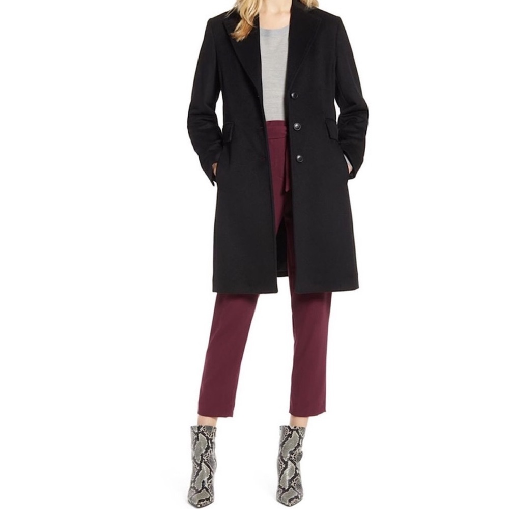 Halogen~Single Breasted Notch Collar Topper Coat